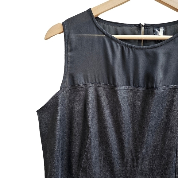 Ravel Black Faux Leather Dress with Sheer Neckline, Size Medium - Picture 3 of 12
